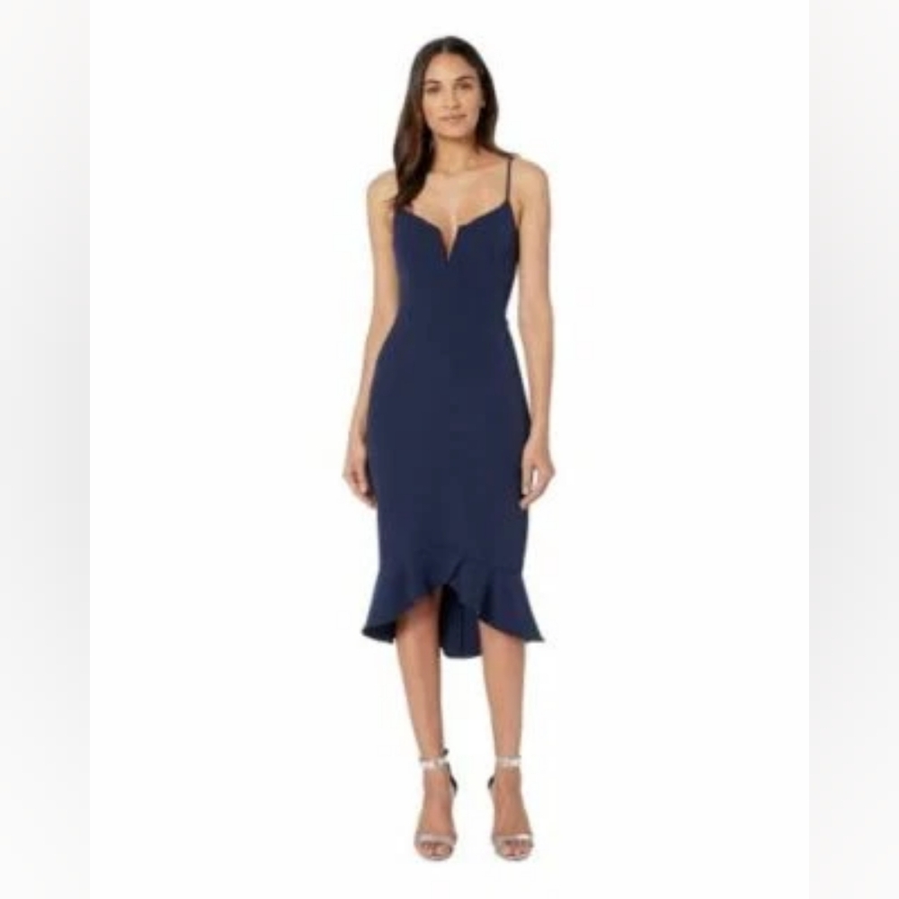 Bardot Kristen Peplum Dress in French Navy
